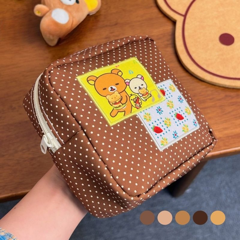 Travel Accessories Cute - Rilakkuma Nokta Desenli Makyaj Çantası Sevimli