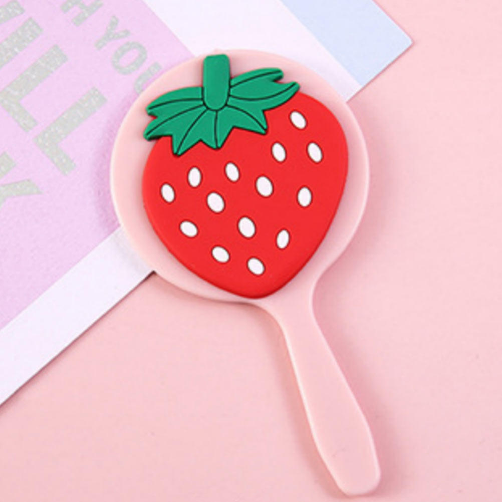 Travel Accessories Needed - Elde Taşınabilir Çilek Desenli Makyaj Aynası