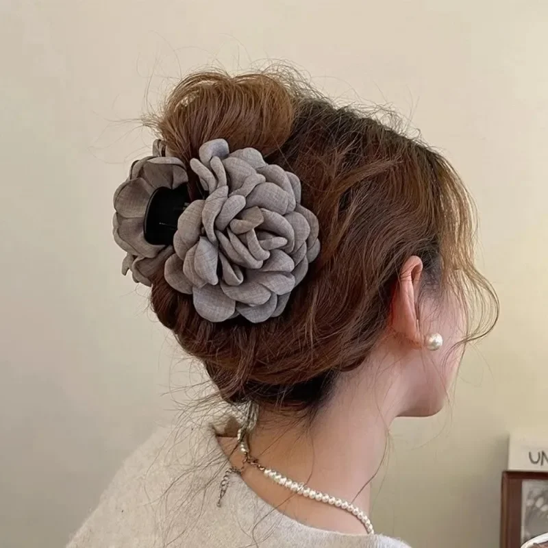 Travel Accessories Girls - Fransız kumaş gül çiçek saç pençe