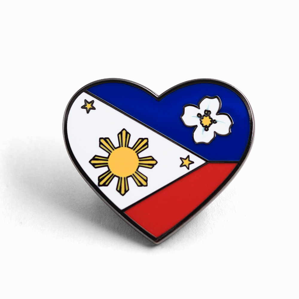 Travel Accessories Philippines - 1 adet Filipinler Kalp Bayrağı Emaye