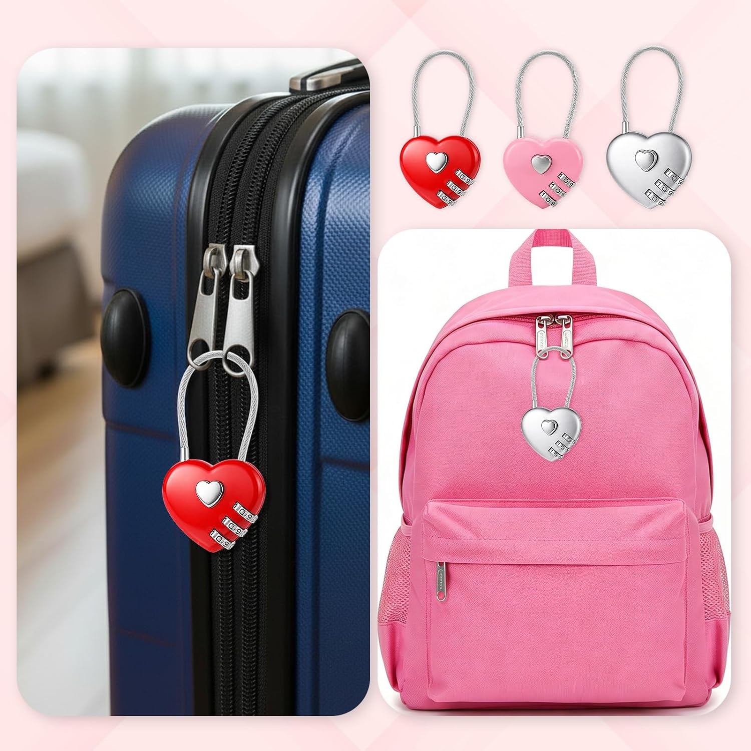 Pembe Kalp Şeklinde 3 Haneli K - Travel Accessories Cute incelemesi ve fiyatı